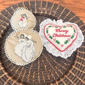 Vintage Christmas pillow ornaments lot of 3